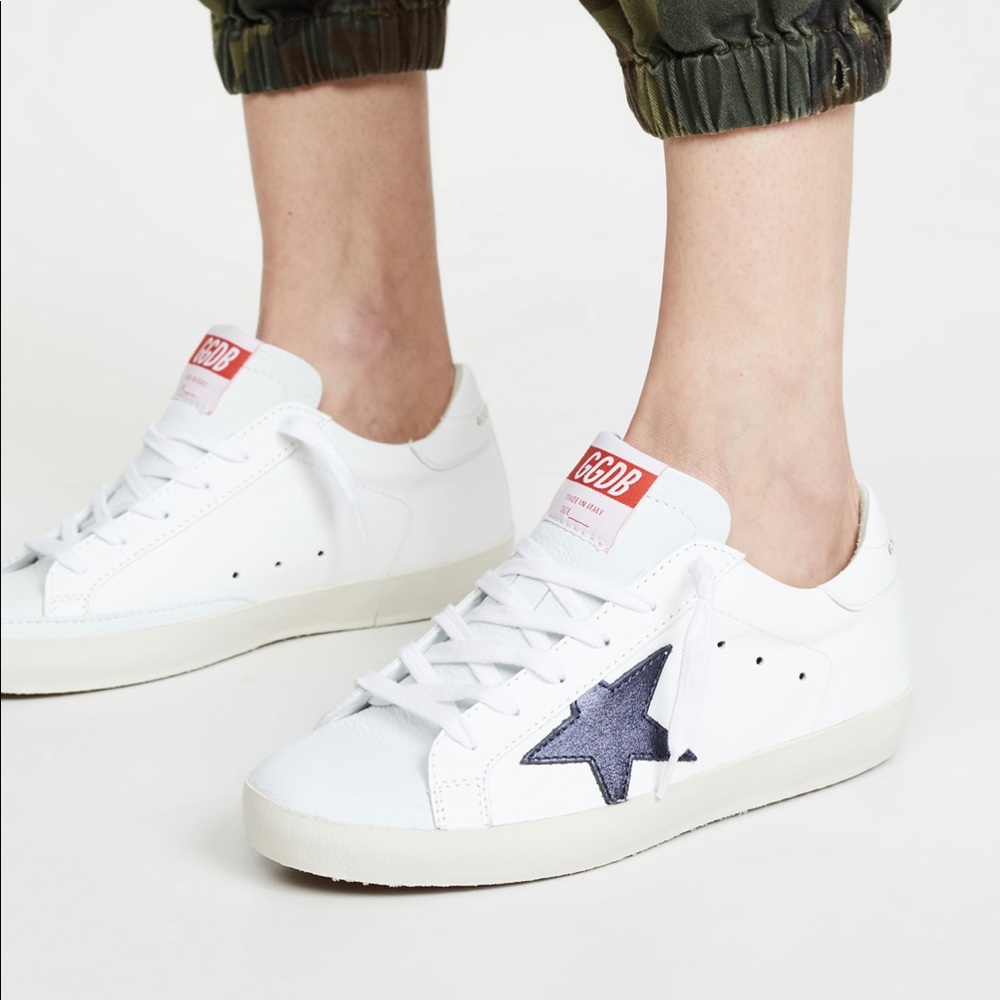 Golden Goose Superstar Sneakers White/Blue Laminated Star Sz 38